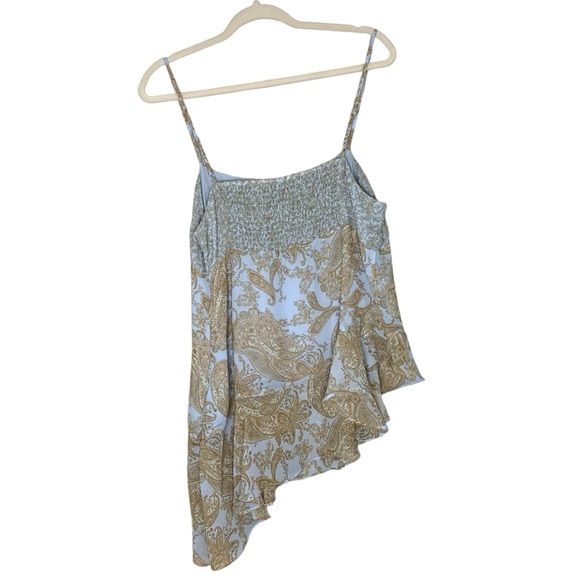 Ecote blue sleeveless spaghetti strap asymmetrical paisley blouse.‎ Size XL - Picture 2 of 12